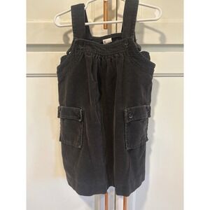 Vintage Charcoal Grey Corduroy Jumper Dress Girls Size 6 boho Cotton